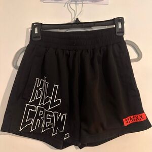 Kill Crew Women's Black Athletic Shorts with Red Patch